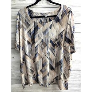 JM Collection Woman Top Plus Size 3X XXX Geometric Abstract Print Tunic Stretch